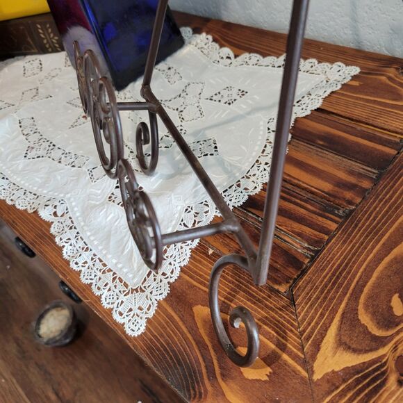 Cast Iron Display Easel Stand Scroll Matte Brown Photo, recipe/plate Holder 16”H - Picture 4 of 8